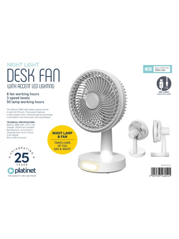 ΑΝΕΜ. PLATINET PRDF 0536 WIRELESS DESK 2*500 MAH LED