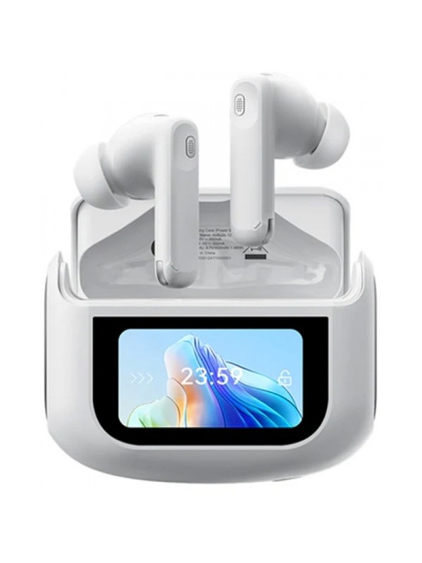 AirBuds 12 Bluetooth Handsfree Ακουστικά με Αντοχή στον Ιδρώτα και Θήκη Φόρτισης Λευκά