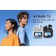 AirBuds 12 Bluetooth Handsfree Ακουστικά με Αντοχή στον Ιδρώτα και Θήκη Φόρτισης Λευκά