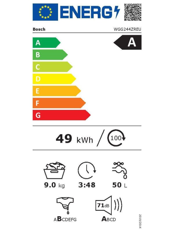 Bosch Πλυντήριο Ρούχων 9kg με Τεχνολογία Ατμού 1400 Στροφών Iron Assist Inox WGG244ZREU Bosch Πλυντήριο Ρούχων 9kg με Τεχνολογία Ατμού 1400 Στροφών Iron Assist Inox WGG244ZREU
