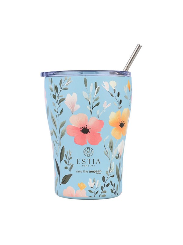 Estia Coffee Mug Save The Aegean Ανακυκλώσιμο Ποτήρι Θερμός Ανοξείδωτο BPA Free 350ml Sky Garden με Καλαμάκι 01-31695