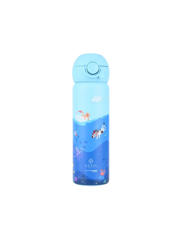 Estia Wonder Bottle Save the Aegean Παιδικό Παγούρι Θερμός Ανοξείδωτο με Καλαμάκι Non Spill Ocean Play 500ml 01-33101