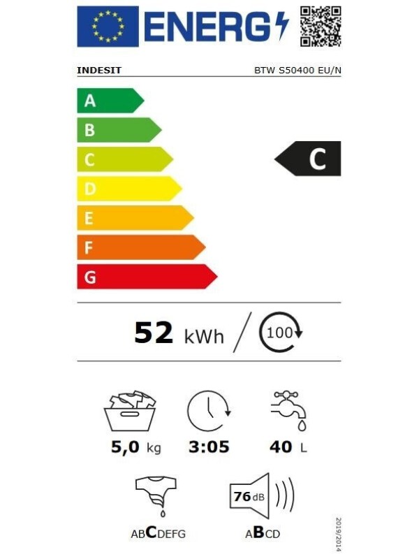 Indesit Πλυντήριο Ρούχων Άνω Φόρτωσης 5kg 1000 Στροφών RapidWash BTW S50400 EU/N Indesit Πλυντήριο Ρούχων Άνω Φόρτωσης 5kg 1000 Στροφών RapidWash BTW S50400 EU/N
