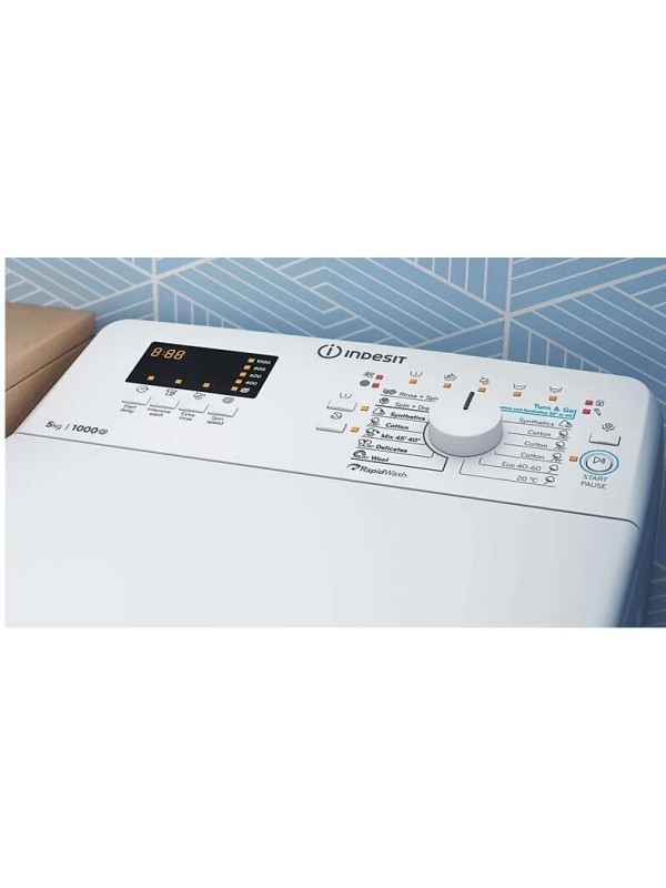 Indesit Πλυντήριο Ρούχων Άνω Φόρτωσης 5kg 1000 Στροφών RapidWash BTW S50400 EU/N Indesit Πλυντήριο Ρούχων Άνω Φόρτωσης 5kg 1000 Στροφών RapidWash BTW S50400 EU/N