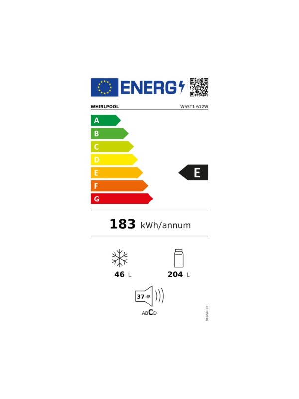 Whirlpool Ψυγείο Δίπορτο 250lt Υ166.3xΠ57.5xΒ65εκ. Λευκό W55T1 612W Whirlpool Ψυγείο Δίπορτο 250lt Υ166.3xΠ57.5xΒ65εκ. Λευκό W55T1 612W