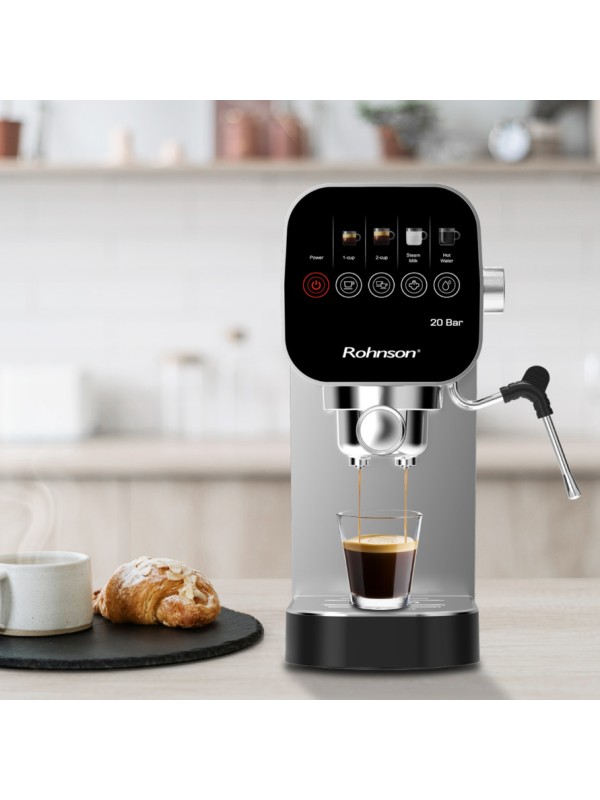 Rohnson Μηχανή Espresso 1360W Πίεσης 20bar Ασημί R-98100 Rohnson Μηχανή Espresso 1360W Πίεσης 20bar Ασημί R-98100