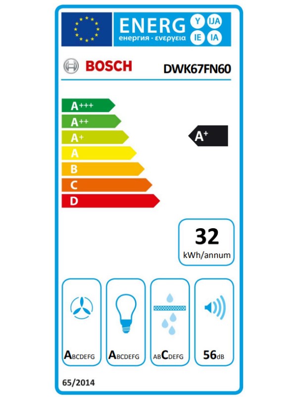 Απορροφητήρας Bosch DWK 67 FN 60 Καμινάδα 60cm Μαύρος Απορροφητήρας Bosch DWK 67 FN 60 Καμινάδα 60cm Μαύρος