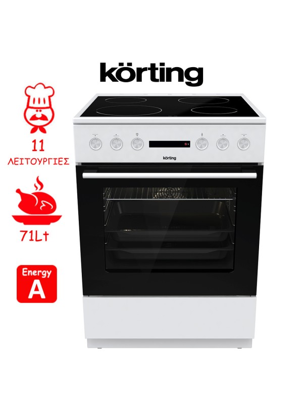 Korting KEC 6 A 60WG Κουζίνα 71lt με Κεραμικές Εστίες Π60εκ. Λευκή Korting KEC 6 A 60WG Κουζίνα 71lt με Κεραμικές Εστίες Π60εκ. Λευκή