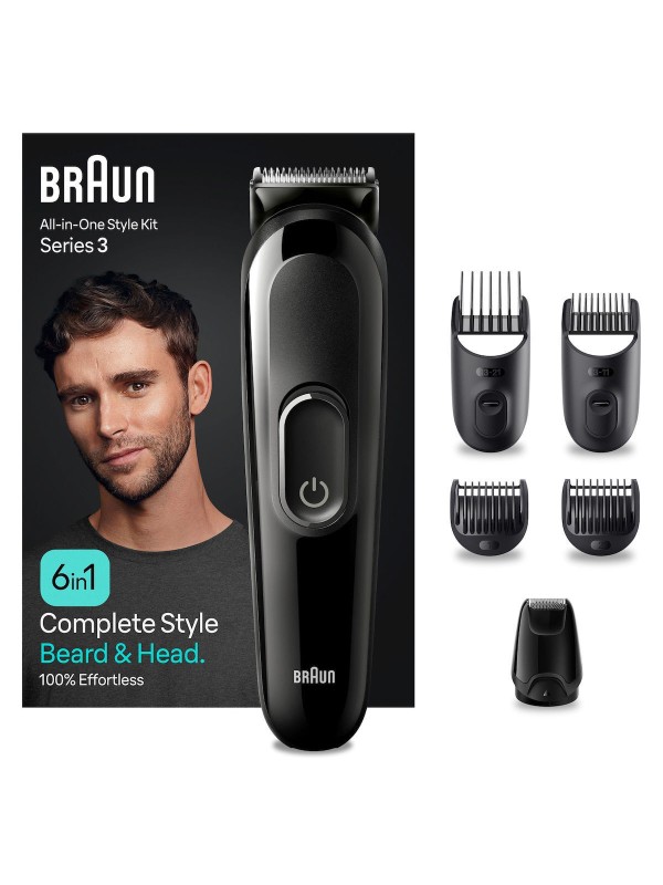 Braun 6-in-1 Style Kit 3 Σετ Επαναφορτιζόμενης Κουρευτικής Μηχανής Μαύρο MGK3410