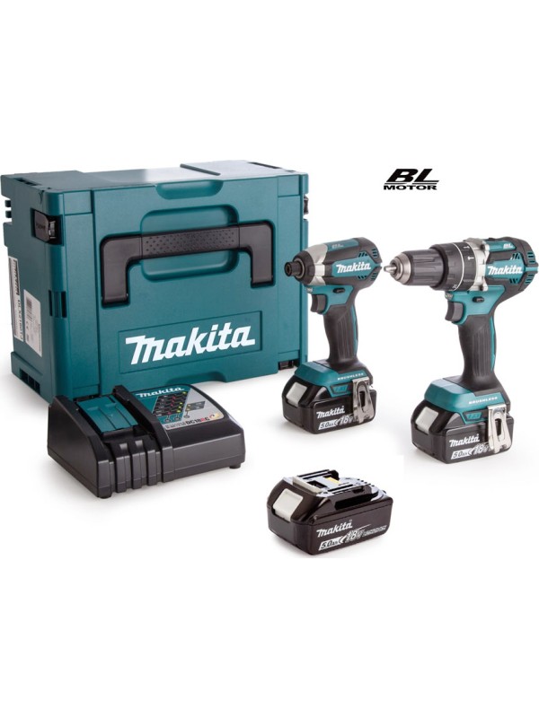 Makita DLX 2180 TJ Σετ Κρουστικό Δραπανοκατσάβιδο & Παλμικό Κατσαβίδι 18V με 3 Μπαταρίες 5Ah και Θήκη