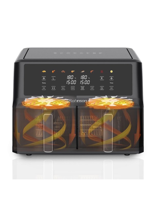 Rohnson R-2864 Air Fryer με Διπλό Αποσπώμενο Κάδο 10.4lt Μαύρο Rohnson R-2864 Air Fryer με Διπλό Αποσπώμενο Κάδο 10.4lt Μαύρο
