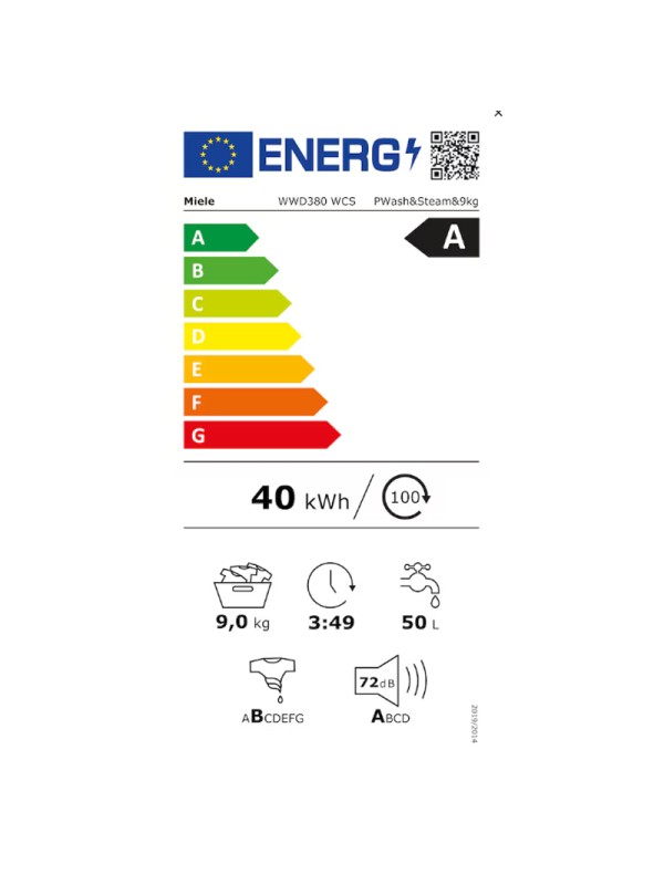 Miele Πλυντήριο Ρούχων 9kg 1400 Στροφών CapDosing WWD380WCS Miele Πλυντήριο Ρούχων 9kg 1400 Στροφών CapDosing WWD380WCS