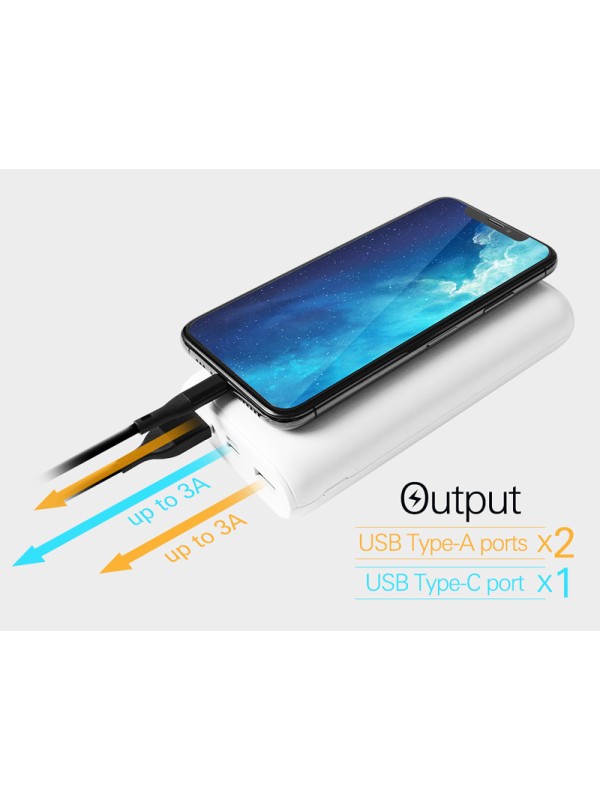 Silicon Power QS15 Power Bank 20000mAh 18W με 2 Θύρες USB-A και Θύρα USB-C Power Delivery / Quick Charge 3.0 Λευκό Silicon Power QS15 Power Bank 20000mAh 18W με 2 Θύρες USB-A και Θύρα USB-C Power Delivery / Quick Charge 3.0 Λευκό