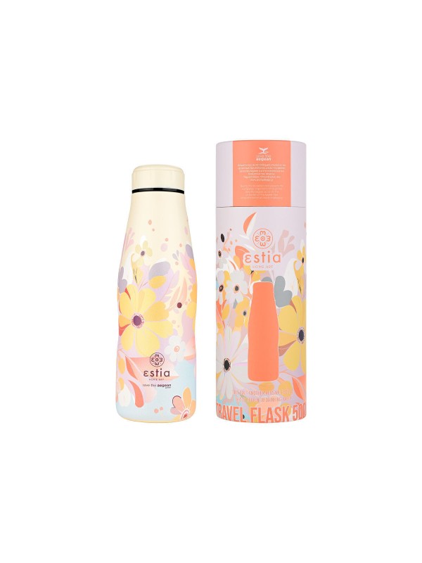 Estia Travel Flask Save the Aegean Ανακυκλώσιμο Μπουκάλι Θερμός Ανοξείδωτο BPA Free 500ml Spring sonata