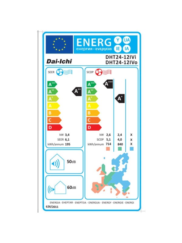 Dai-Ichi Κλιματιστικό Inverter 12000 BTU A++/A+ με Τεχνητή Νοημοσύνη DHT24-12IVi/DHT24-12IVo Dai-Ichi Κλιματιστικό Inverter 12000 BTU A++/A+ με Τεχνητή Νοημοσύνη DHT24-12IVi/DHT24-12IVo