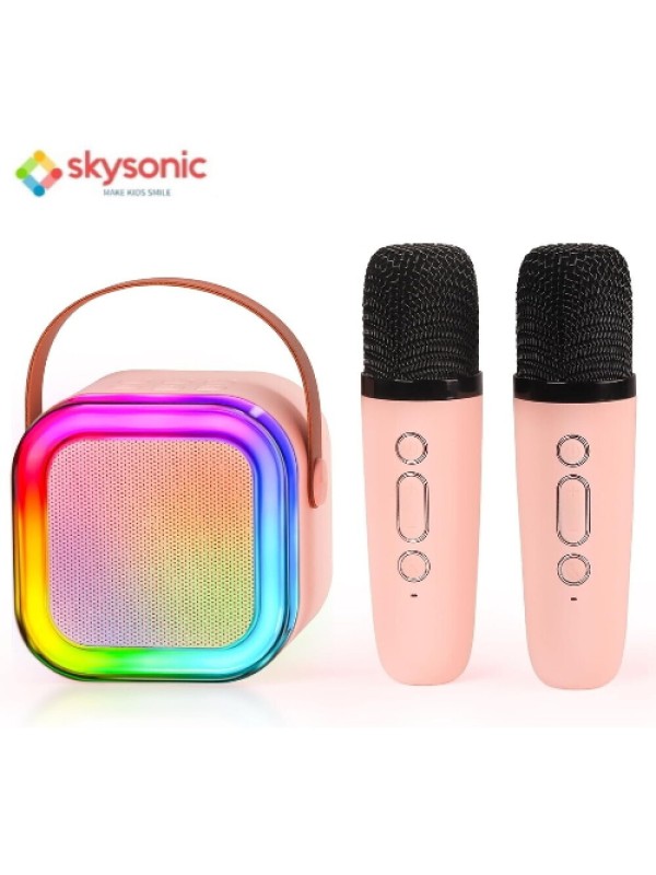  Ασύρματο Ηχείο Bluetooth με 2 μικρόφωνα Karaoke K12 Ροζ